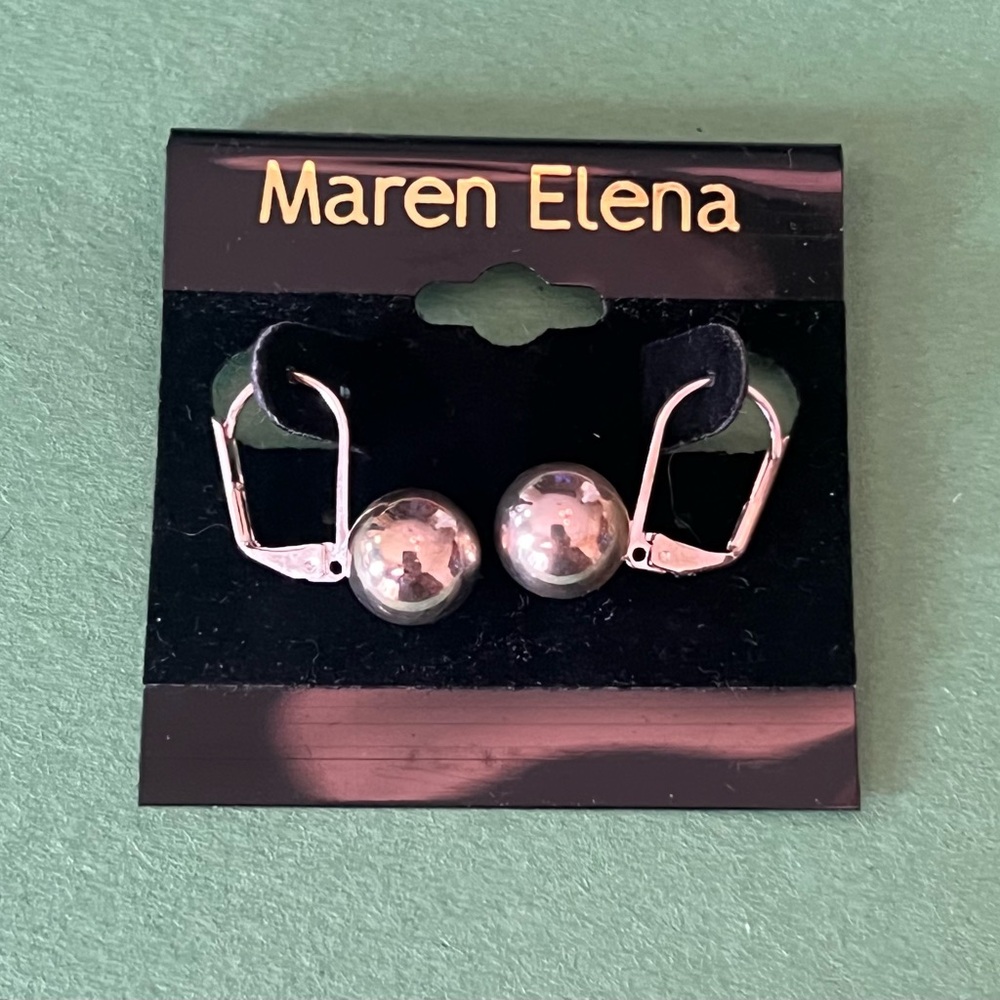 Maren Elena silver toned earrings with lever back closure